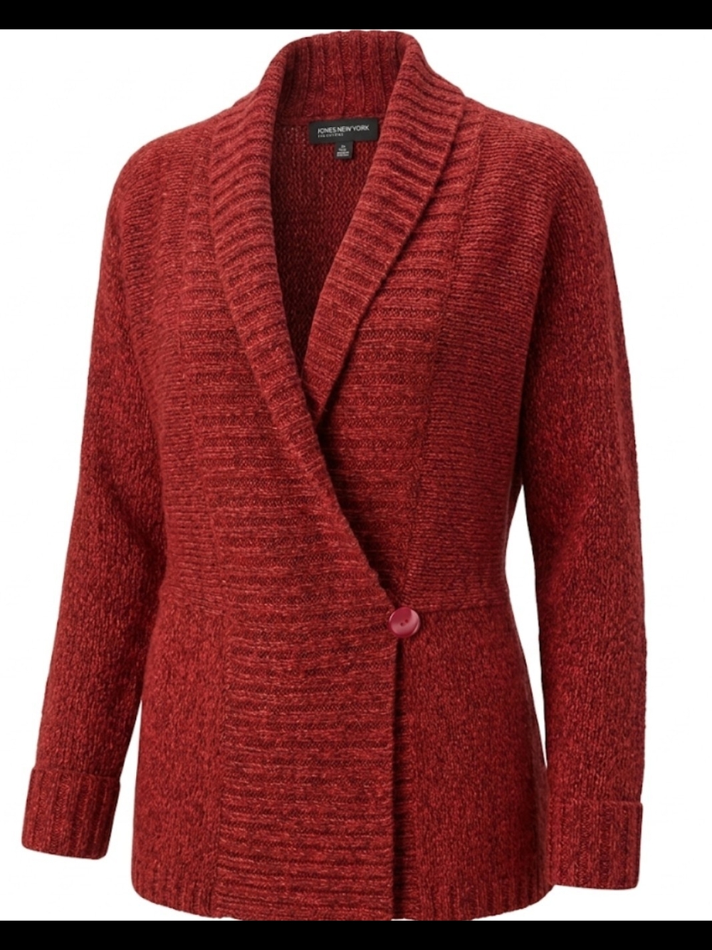 Jones New York Red Shawl Collar Button-Front Cardigan XL